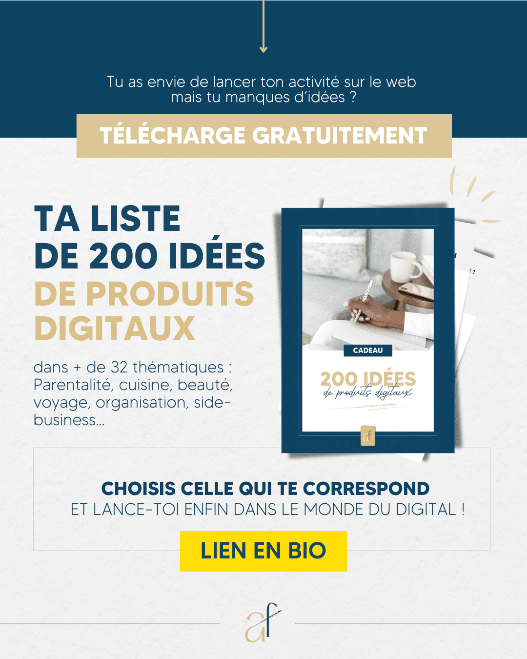 liste de 200 idées de produits digitaux à créer et à vendre pour gagner de l'argent avec Pinterest